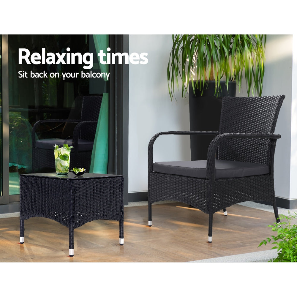Atlas Outdoor Bistro Set – Black – 3 Piece