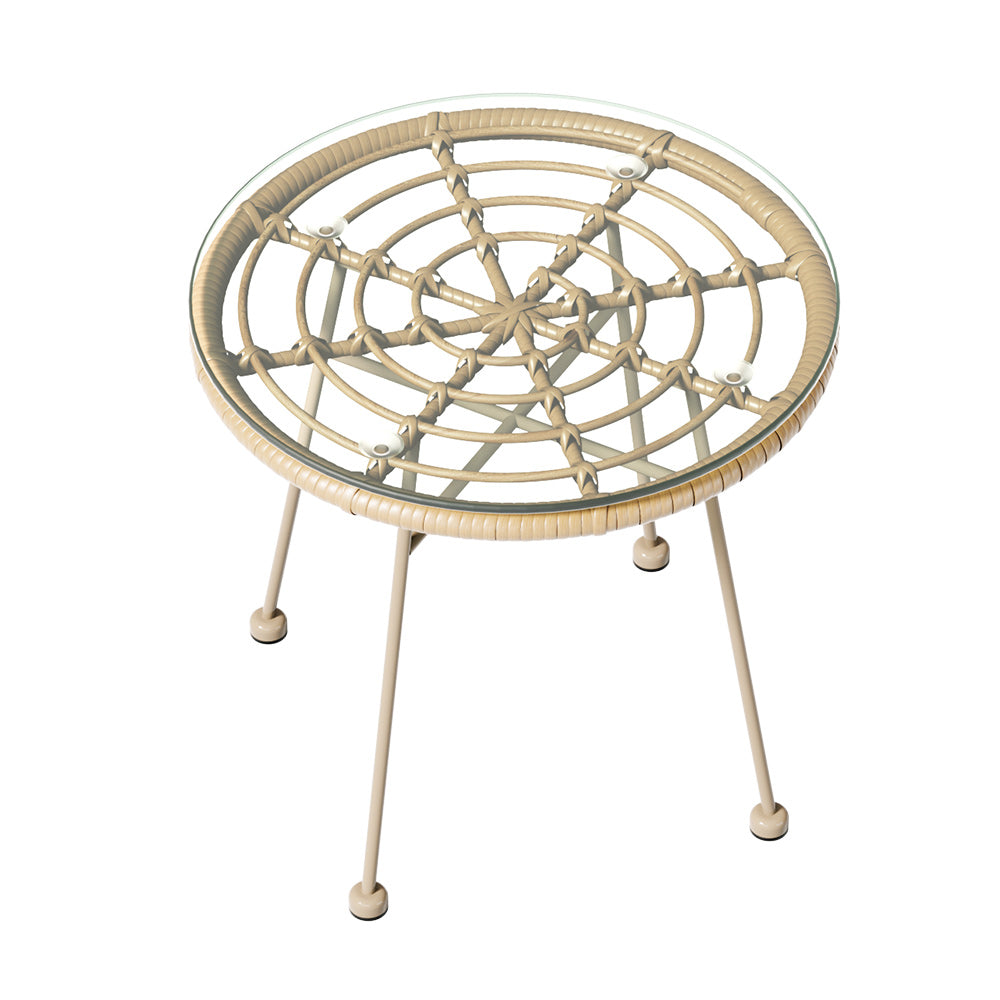 Meridian 3-Piece Outdoor Bistro Set – Beige – Rope Weave