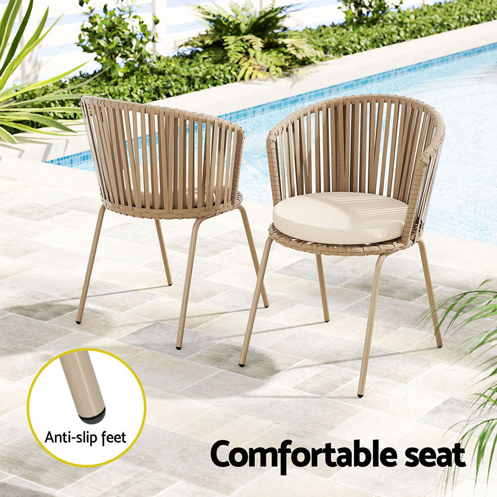 Meridian 3-Piece Outdoor Bistro Set – Beige – Rope Weave