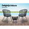 3 PC Outdoor Rattan Table & Chairs - Black