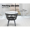 3 PC Outdoor Rattan Table & Chairs - Black