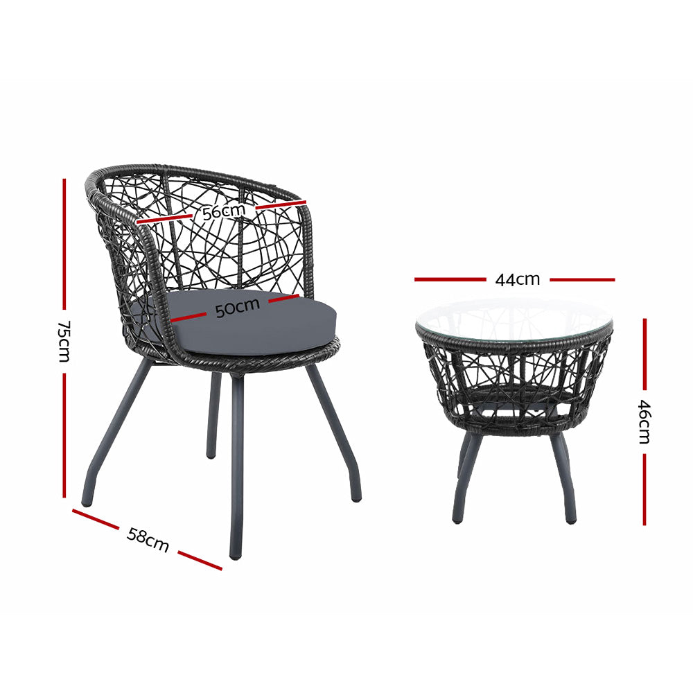 Atlas Outdoor Bistro Set – Black – 3 Piece