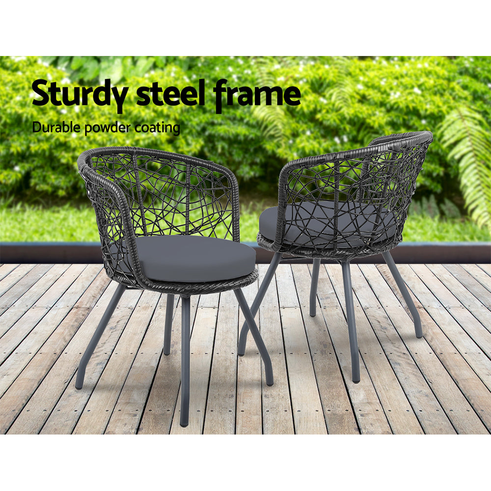 Atlas Outdoor Bistro Set – Black – 3 Piece