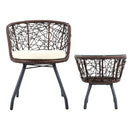 3 PC Outdoor Rattan Table & Chairs - Brown
