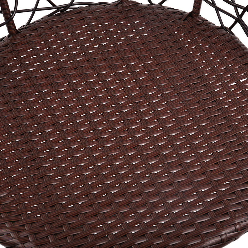 3 PC Outdoor Rattan Table & Chairs - Brown