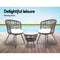 3 PC Outdoor Rattan Table & Chairs - Brown