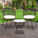 3 PC Outdoor Rattan Table & Chairs - Brown