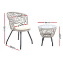 3 PC Outdoor Rattan Table & Chairs - Grey