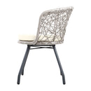 3 PC Outdoor Rattan Table & Chairs - Grey