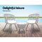 3 PC Outdoor Rattan Table & Chairs - Grey