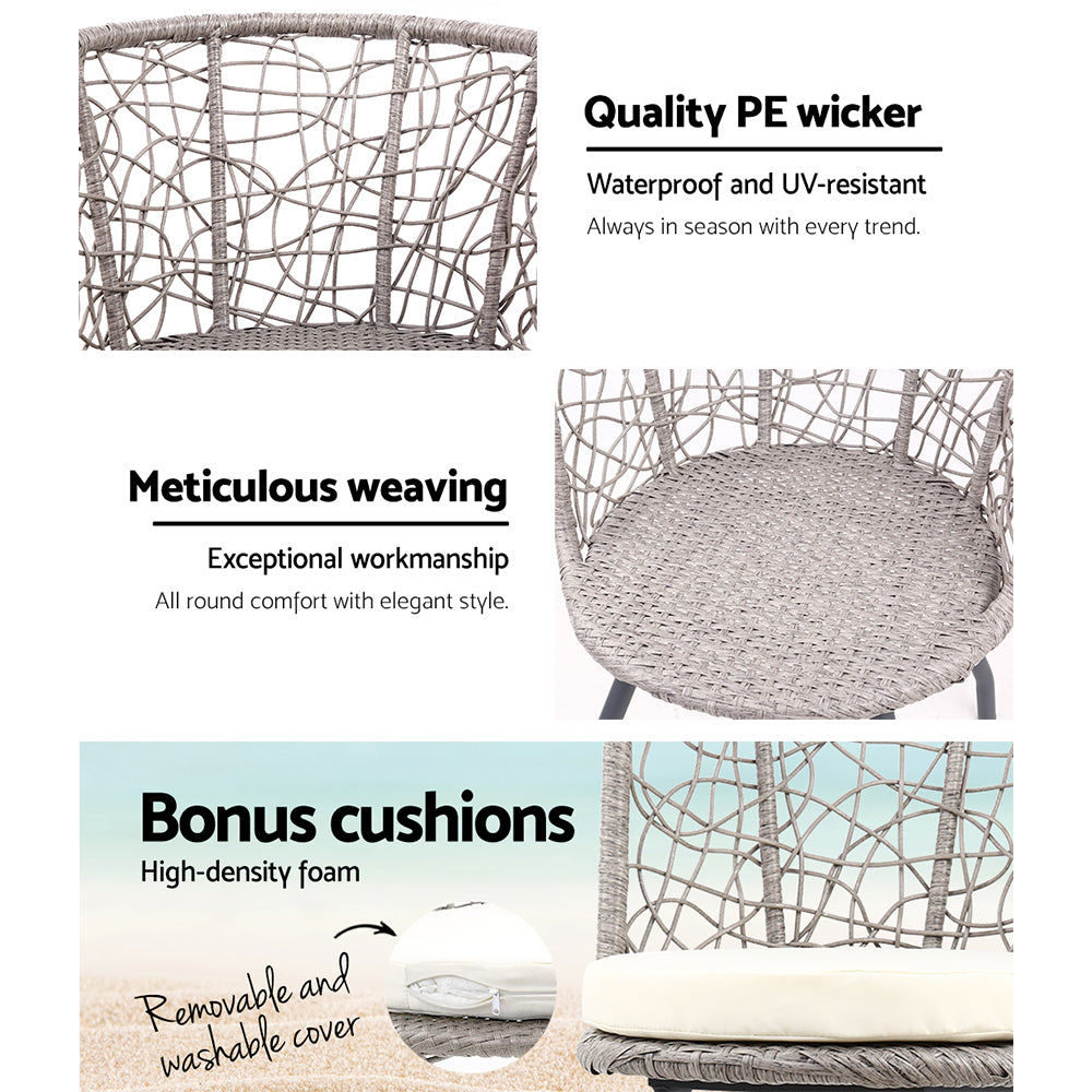 Atlas Outdoor Bistro Set – Grey – 3 Piece