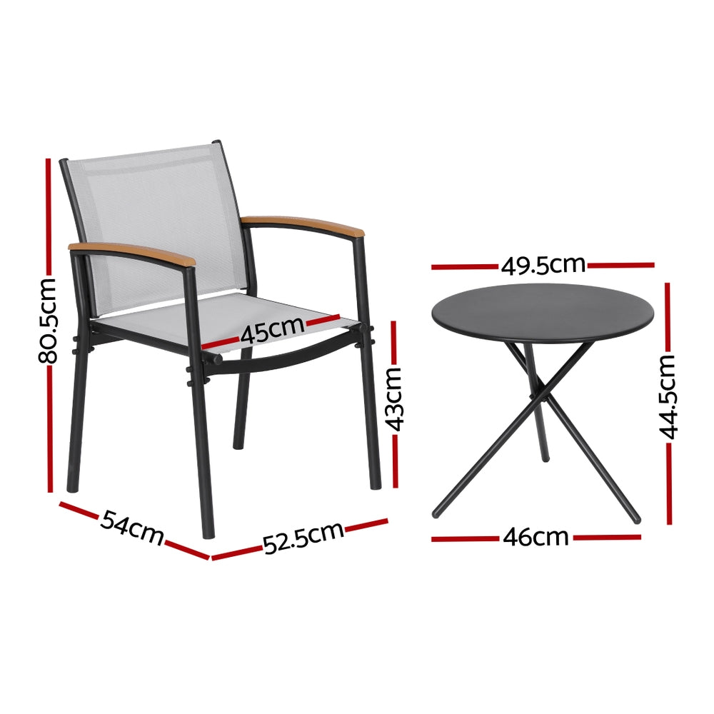 Arlo Bistro Set – Black & Grey – 3 Piece