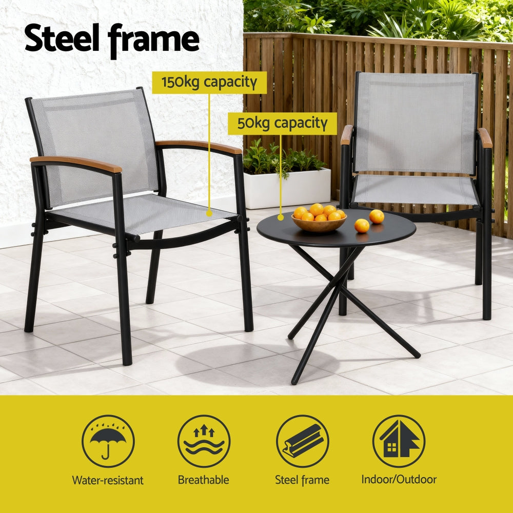 Arlo Bistro Set – Black & Grey – 3 Piece
