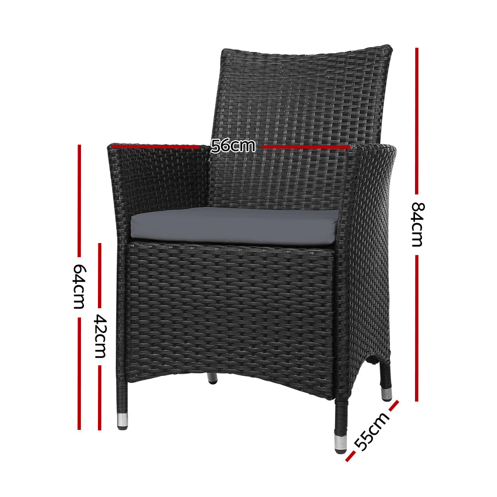 Marina Outdoor Wicker Dining Chairs – Black – Set of 2