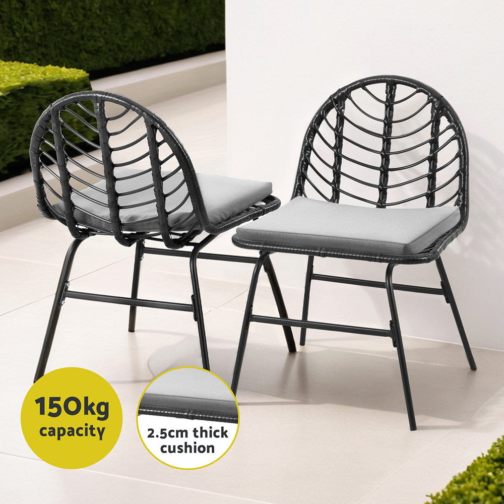 Nova Wicker Outdoor Chairs – Black – Set of 2