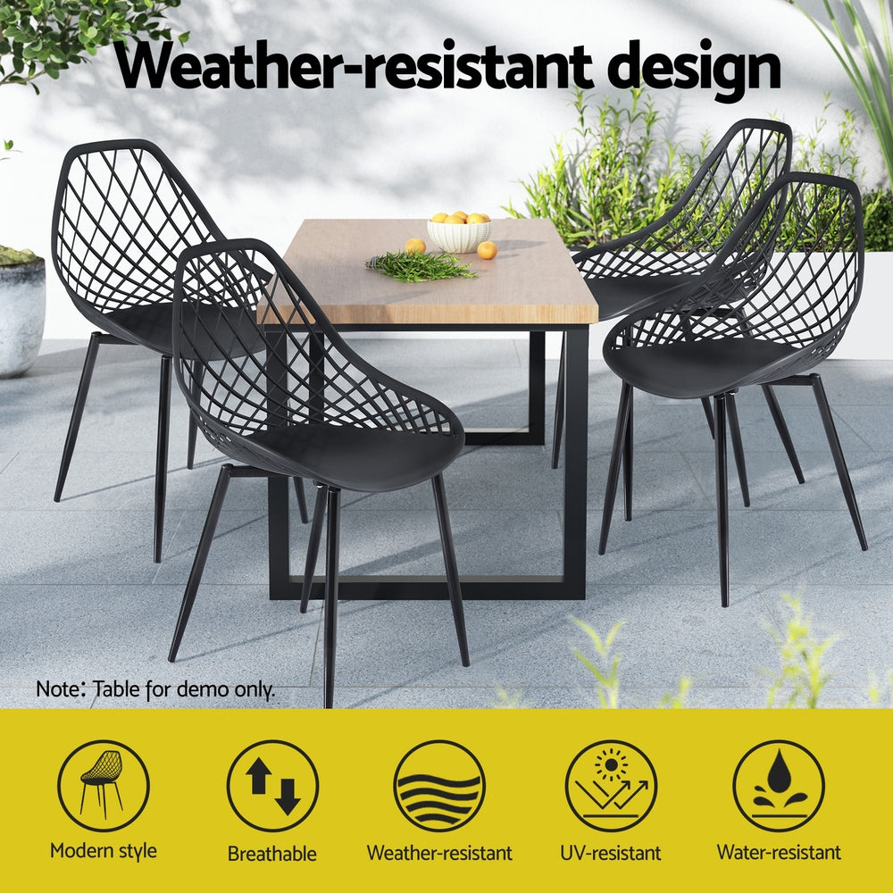 Linden Outdoor Lounge Chairs – Black – Set of 4