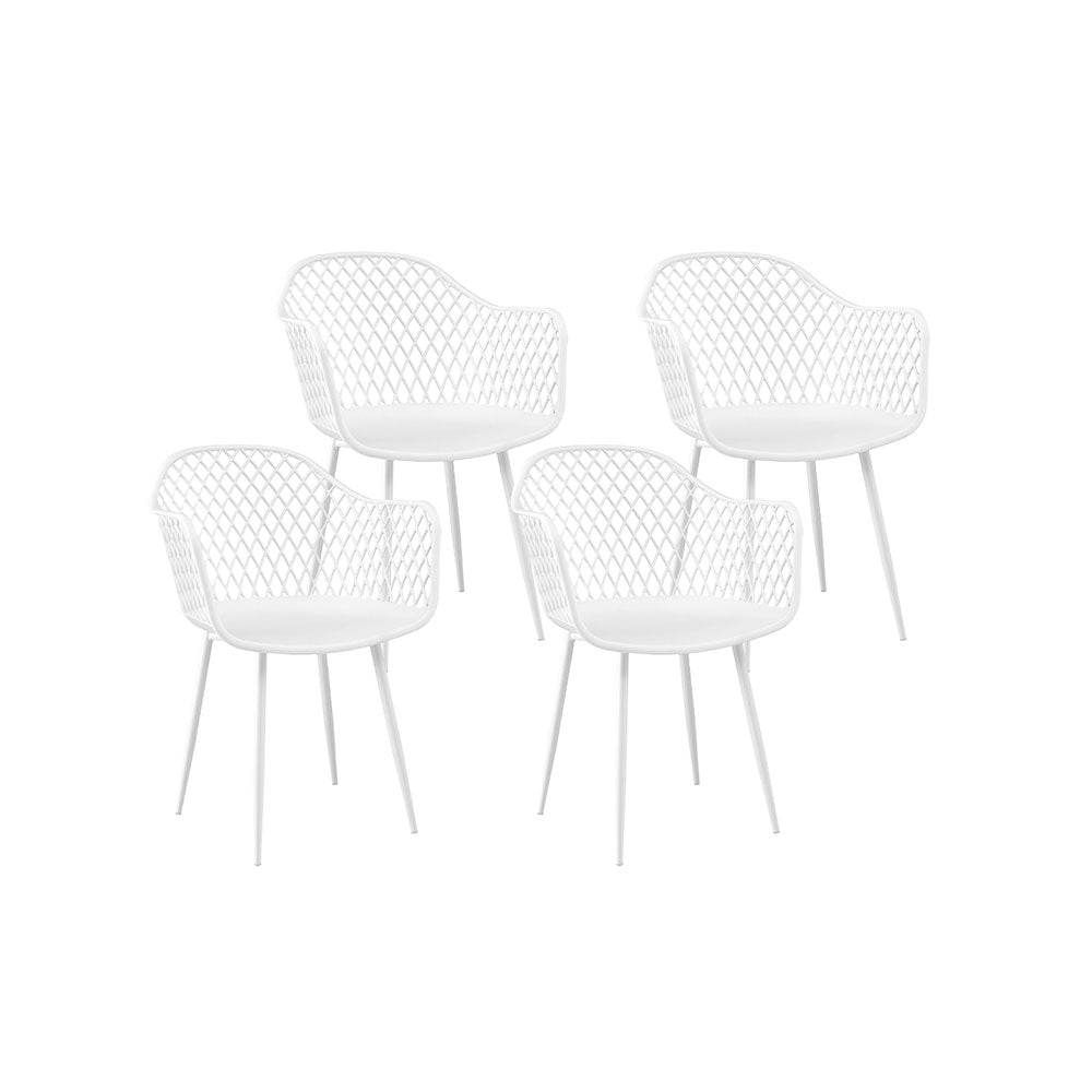Nova 4PC Outdoor Dining Chairs PP Lounge Chair Patio Furniture Garden White
