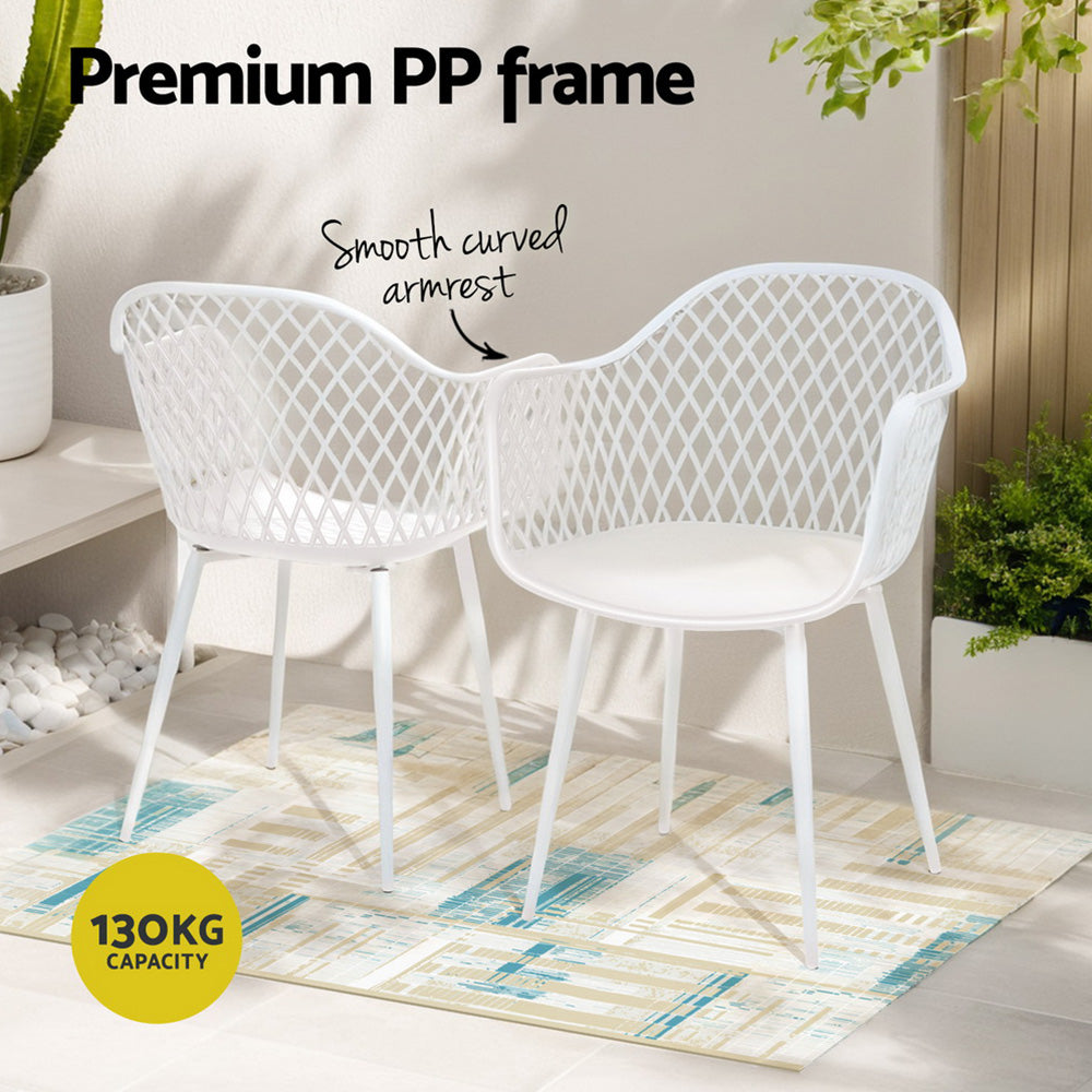 Nova Outdoor Lounge Chairs – White – Set of 4