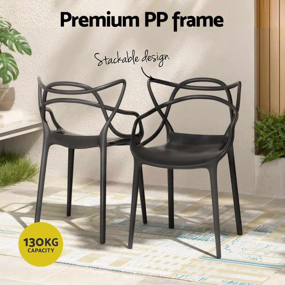 Nova Stackable Dining Chairs – Black – Set of 4