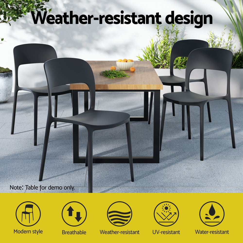 Hadrian Stackable Outdoor Chairs – Black – Set of 4