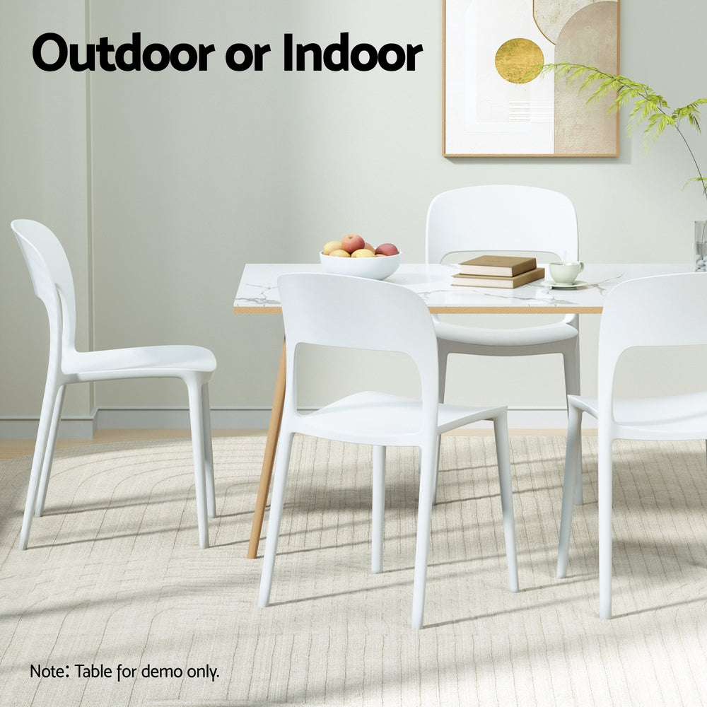Lysander Stackable Outdoor Chairs – White – Set of 4