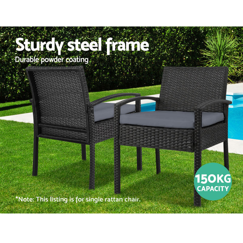 Outdoor Rattan Dining Chair - Black