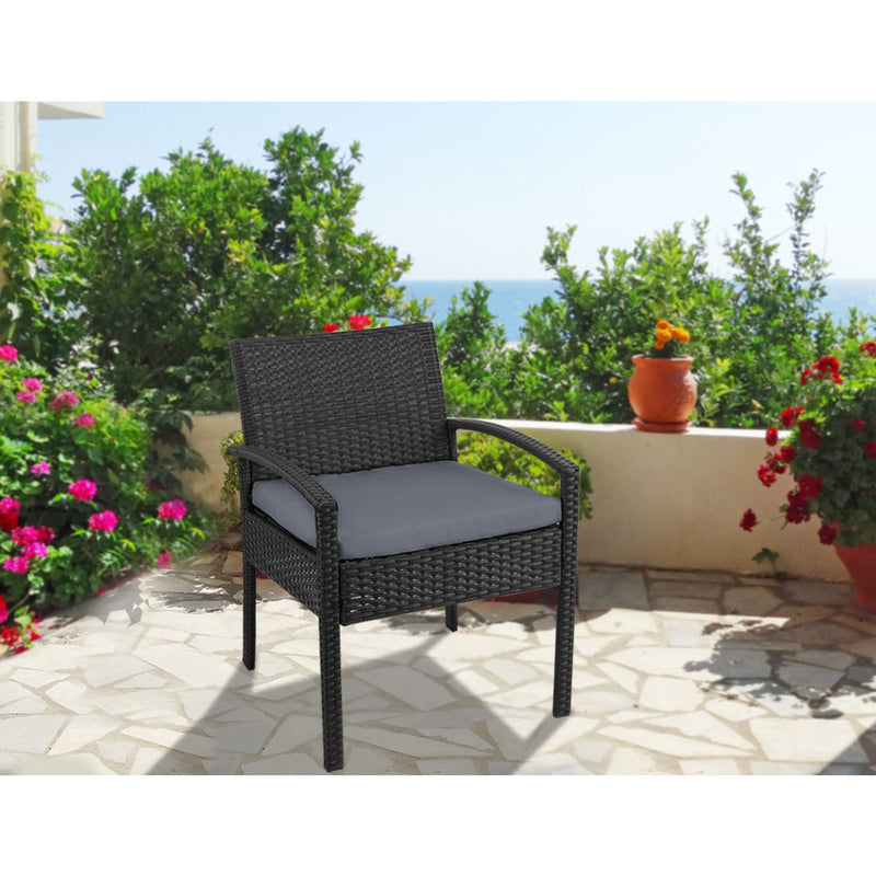 Outdoor Rattan Dining Chair - Black