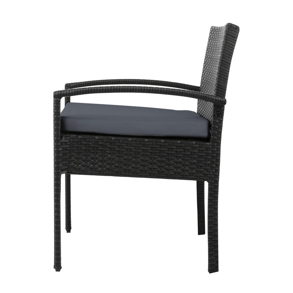 Haven Outdoor Dining Chairs – Black & Grey – Set of 2