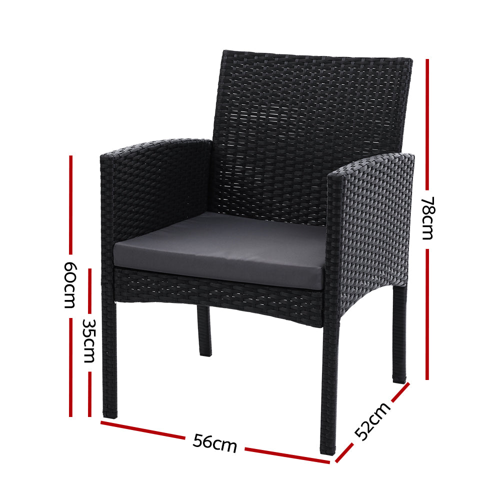 Ezra Outdoor Dining Chairs – Black – Set of 2