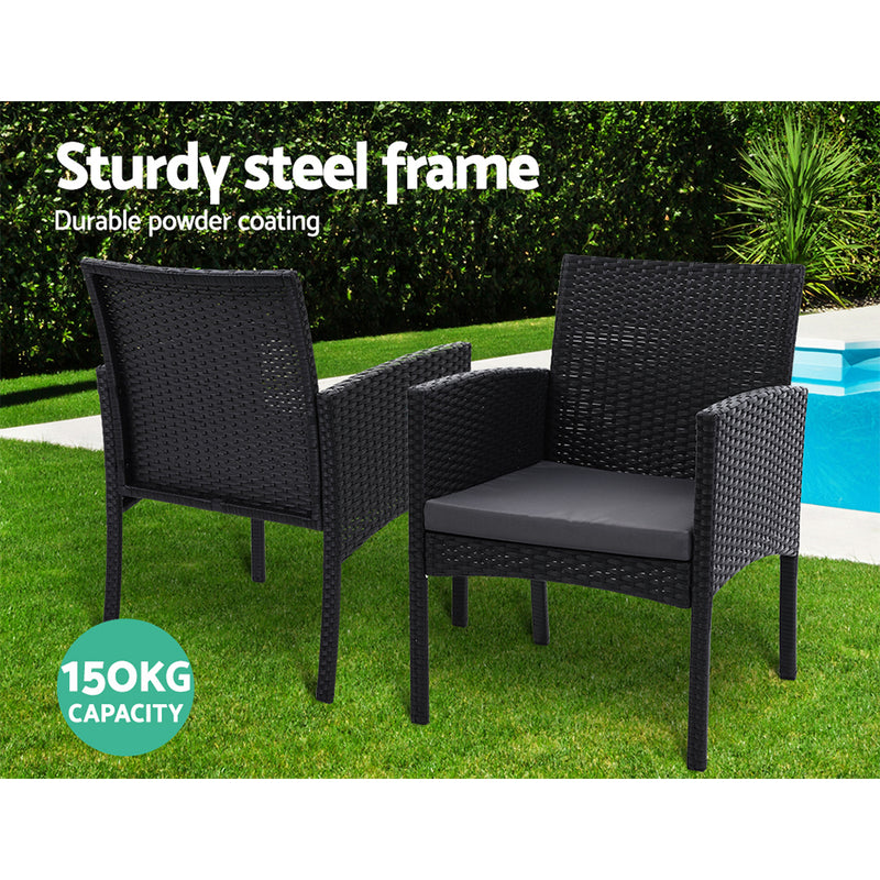 Set of 2 - Outdoor Rattan Dining Chairs w/cushion