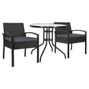Rowan 3PC Bistro Set Outdoor Furniture Rattan Table Chairs Cushion Patio Garden Felix