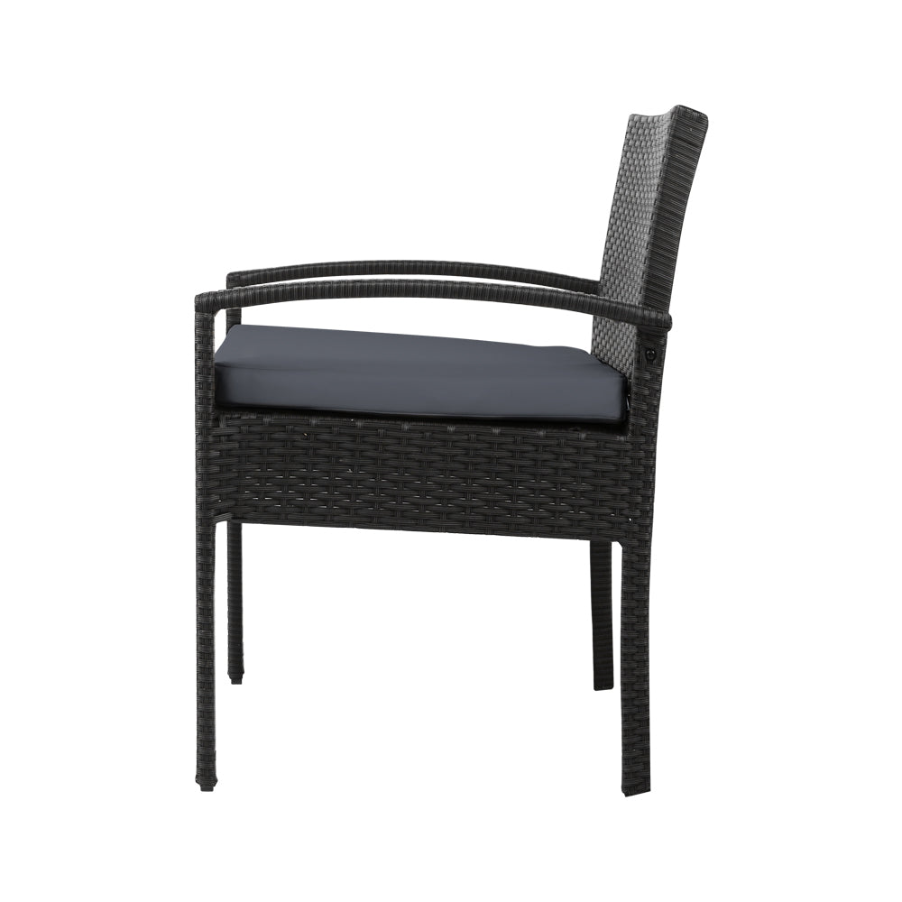 Rowan Outdoor Bistro Set – Black & Grey – 3 Piece