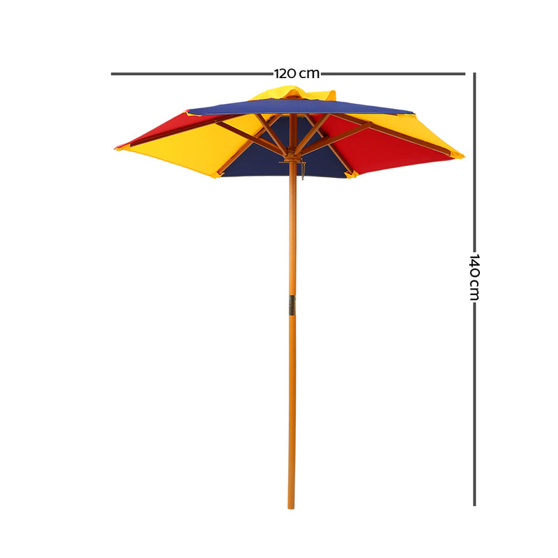 Kids Wooden Picnic Table Set with Umbrella - Natural