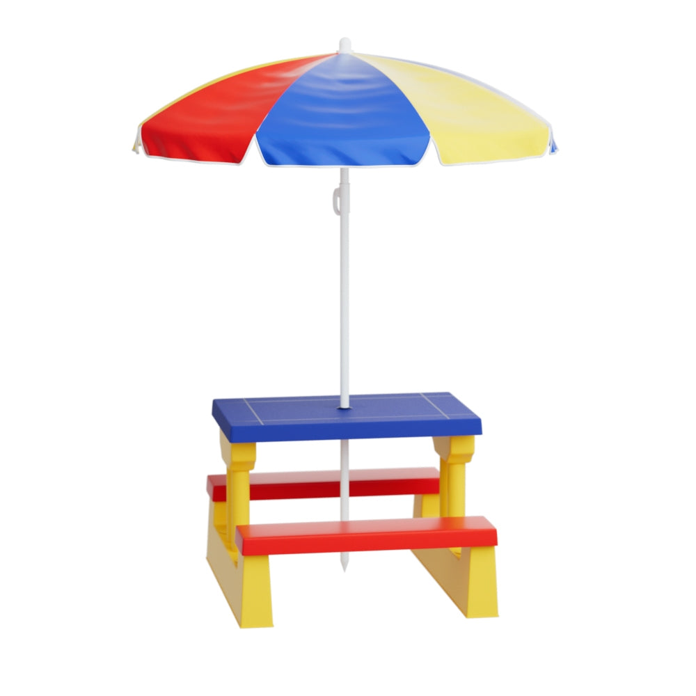 Serano Kids Picnic Table Set – Multi – Umbrella Included