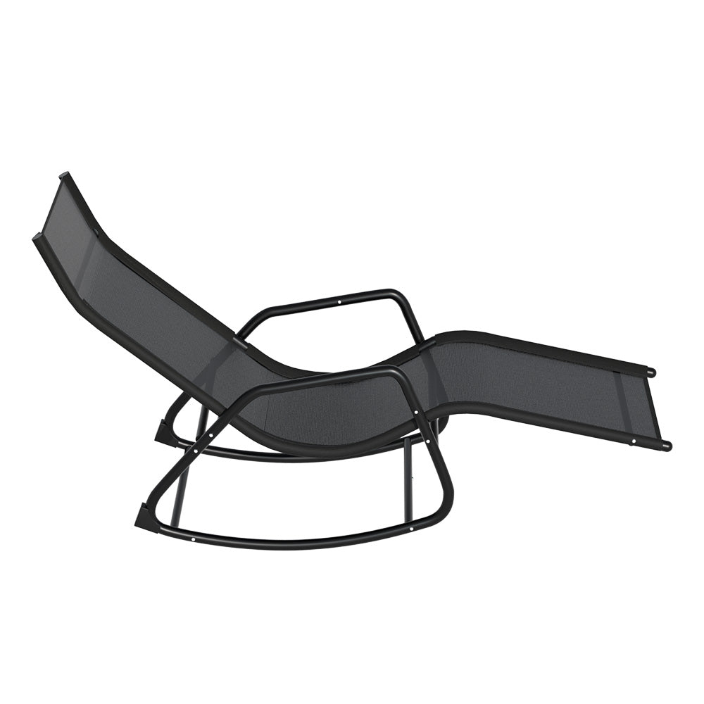 Sereno Rocking Sun Lounge Chair – Black – Steel Frame