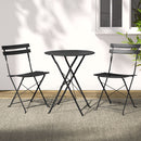 Rowan 3PC Outdoor Bistro Set Steel Table and Chairs Patio Furniture Black
