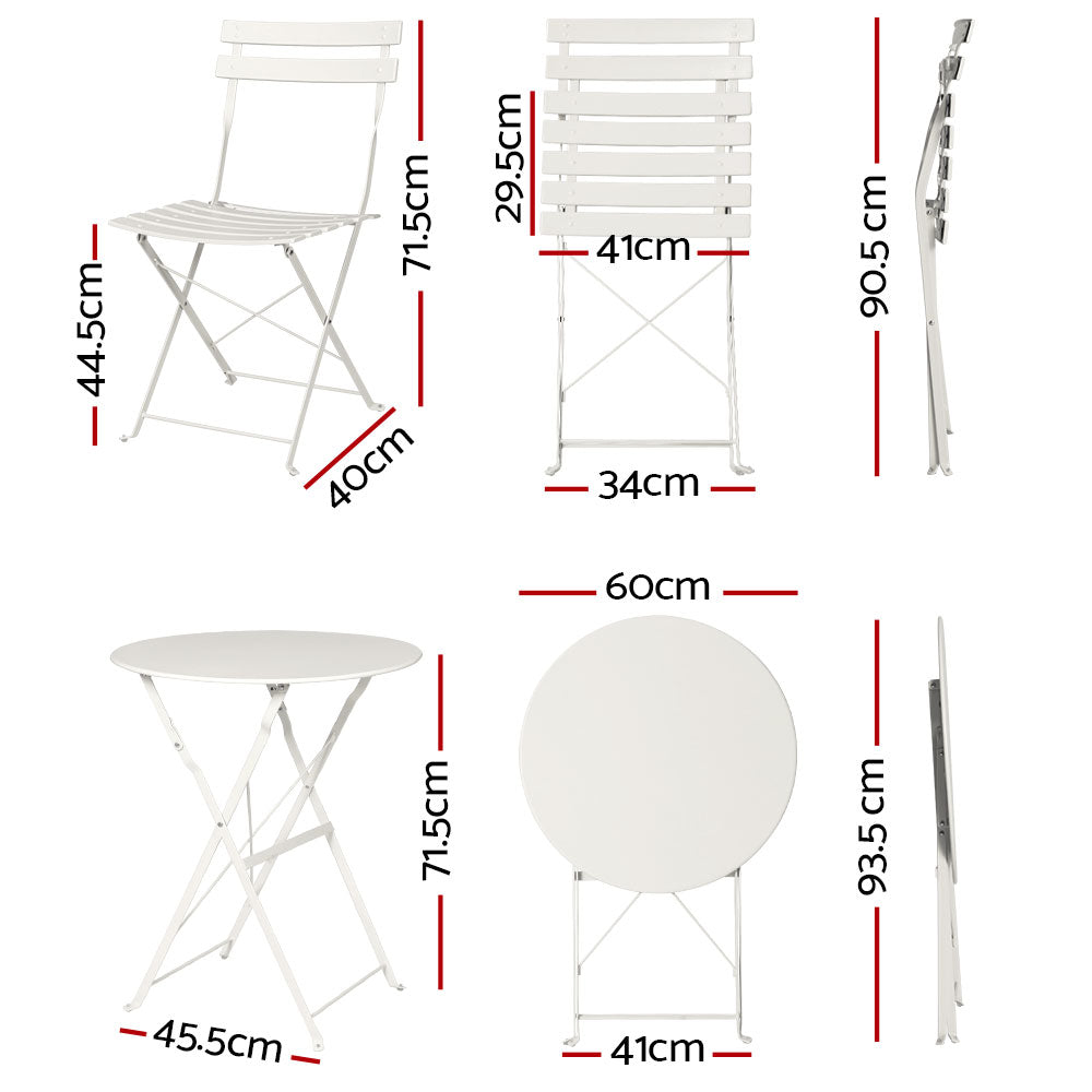 Atlas 3-Piece Outdoor Bistro Set – White