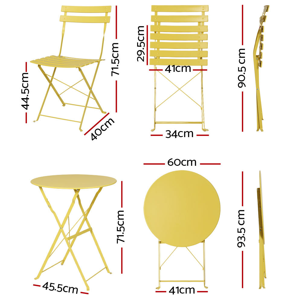 Rowan 3-Piece Outdoor Bistro Set – Yellow