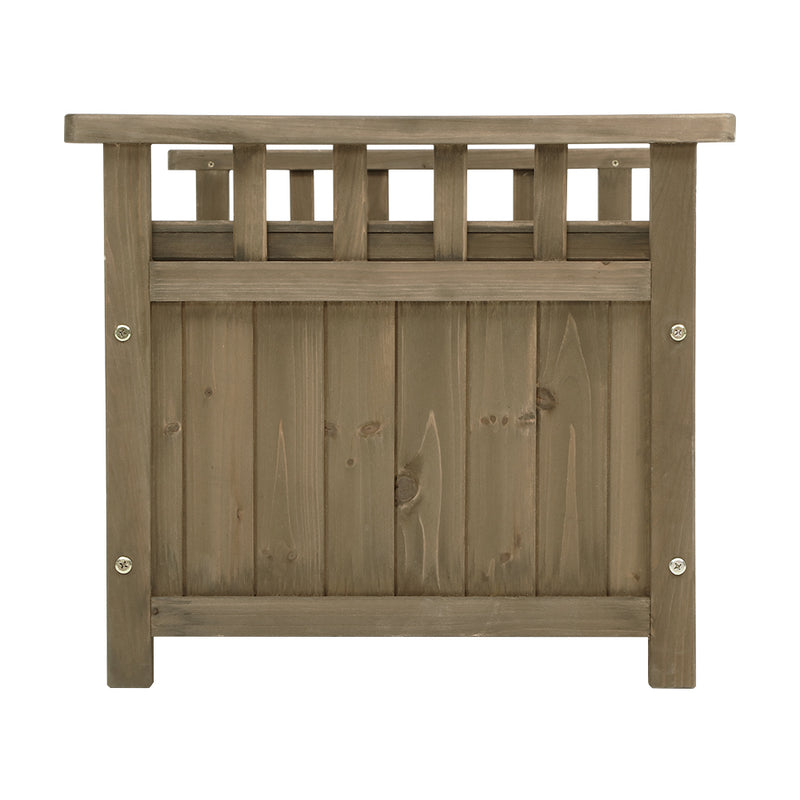 Outdoor Wooden Storage Bench Box - Brown