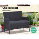 4 Piece Outdoor Lounge Sofa Set - Black