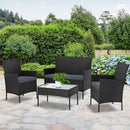 4 Piece Outdoor Lounge Sofa Set - Black