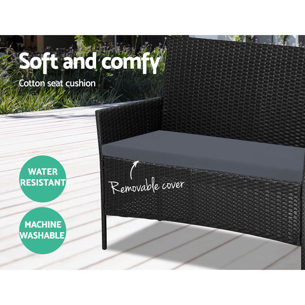 Nova Outdoor Rattan Sofa Set – Black – 4 Piece