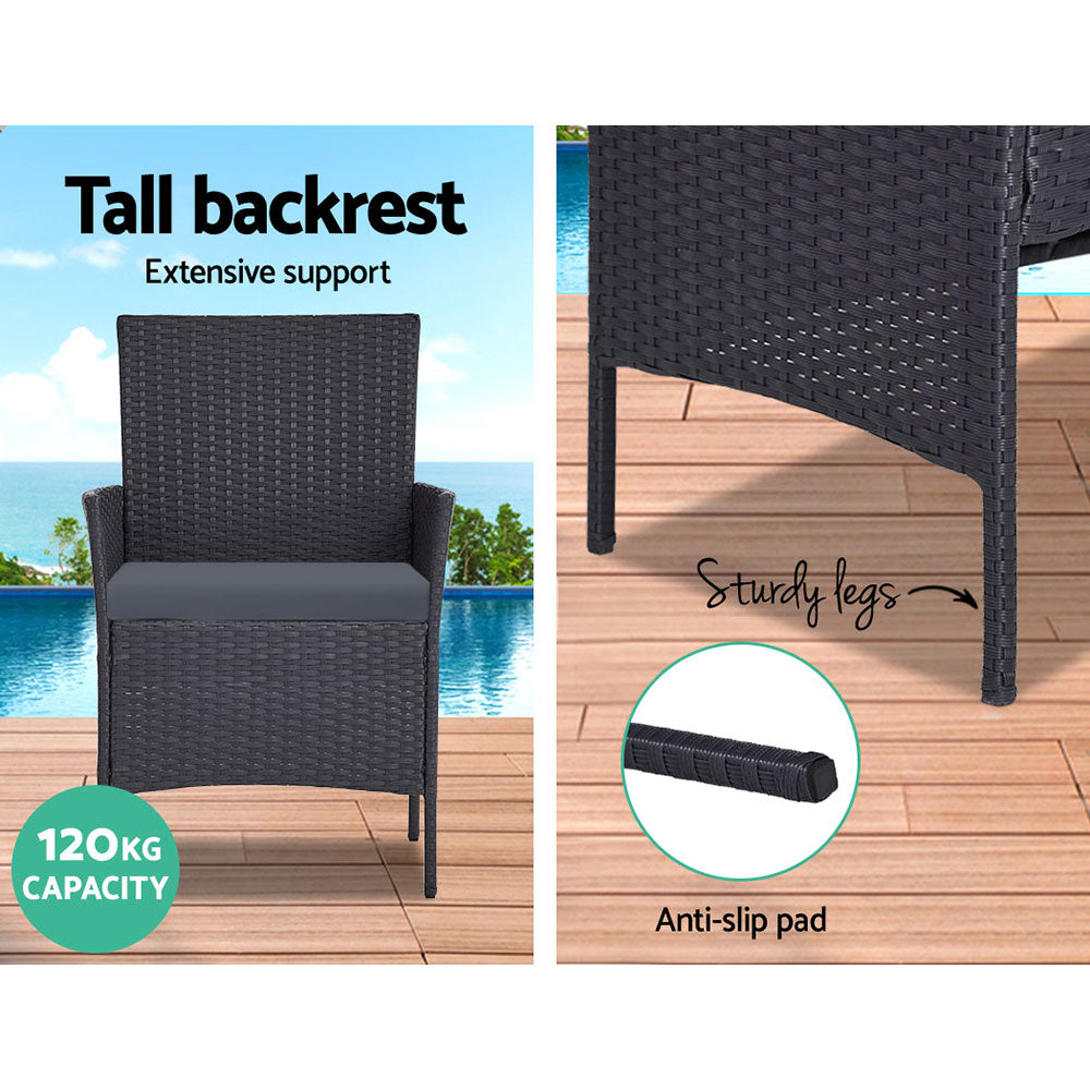 Atlas 4-Piece Wicker Outdoor Sofa Set – Dark Grey – Set of 4