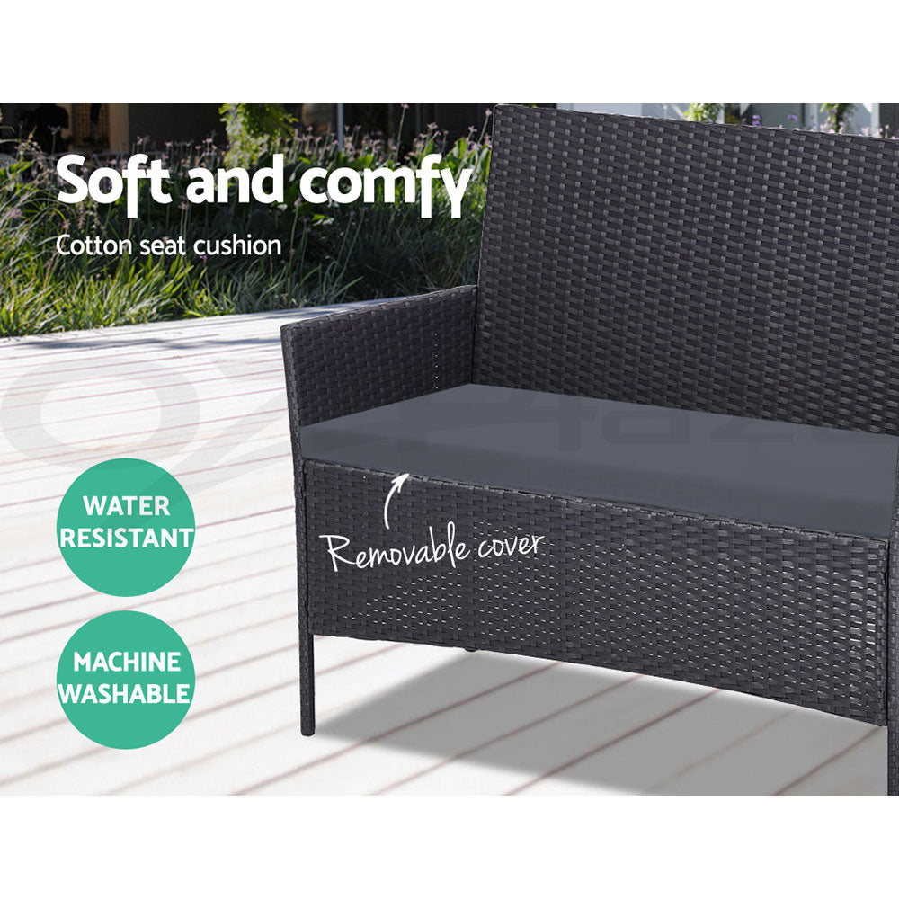 Atlas 4-Piece Wicker Outdoor Sofa Set – Dark Grey – Set of 4