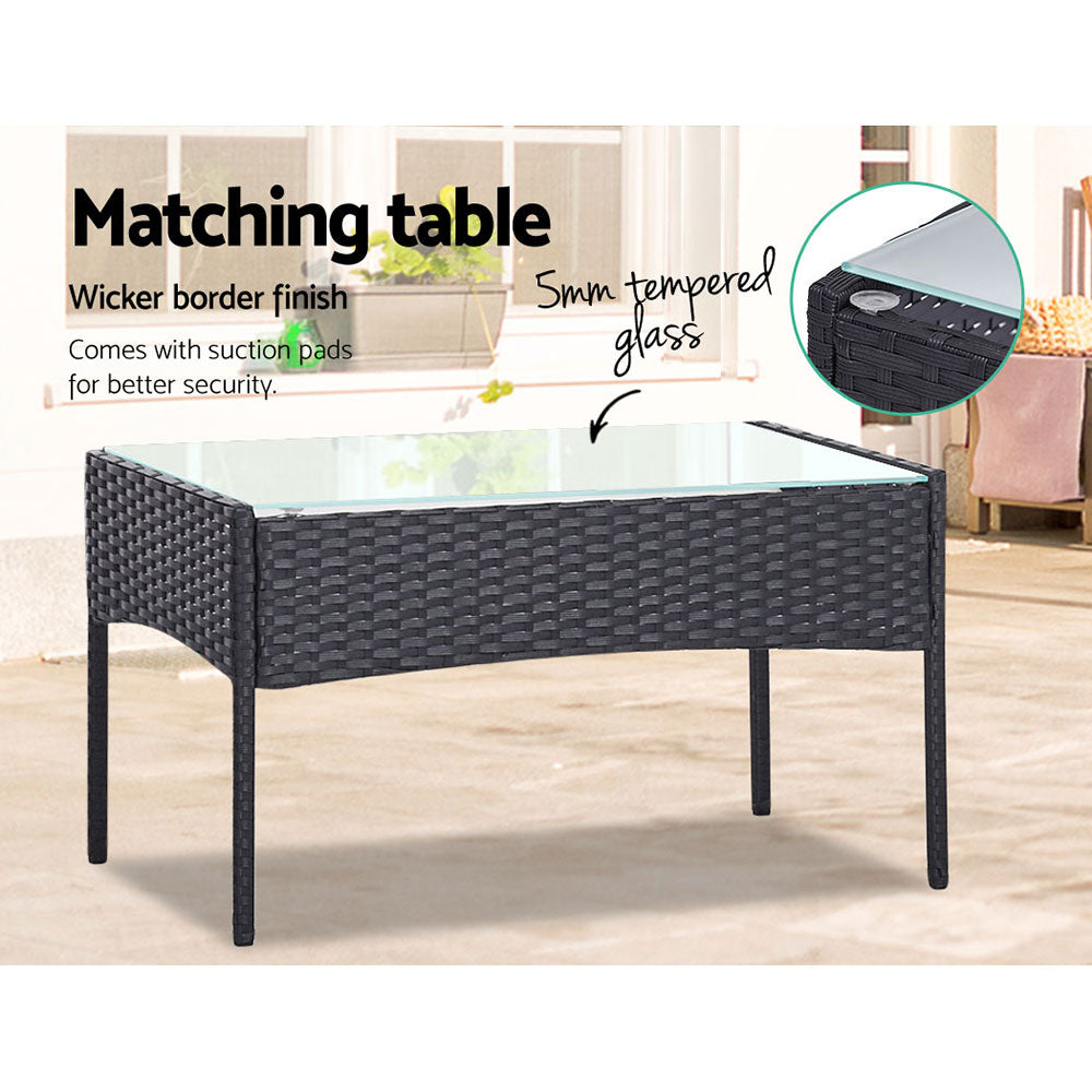 Atlas 4-Piece Wicker Outdoor Sofa Set – Dark Grey – Set of 4