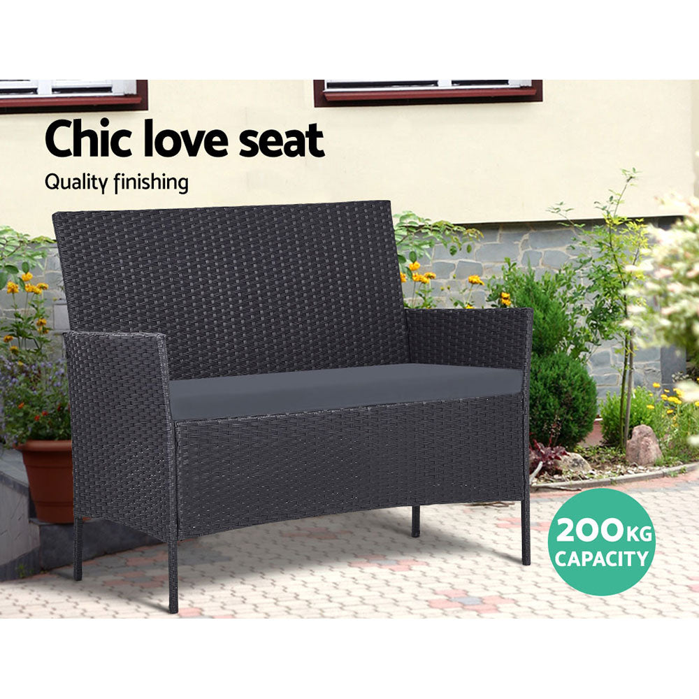 Rowan Outdoor Sofa Set – Dark Grey – 4 Piece