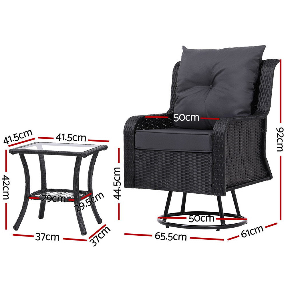 Haven Outdoor Bistro Set – Black – 3 Piece
