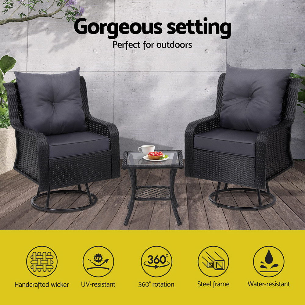 Haven Outdoor Bistro Set – Black – 3 Piece