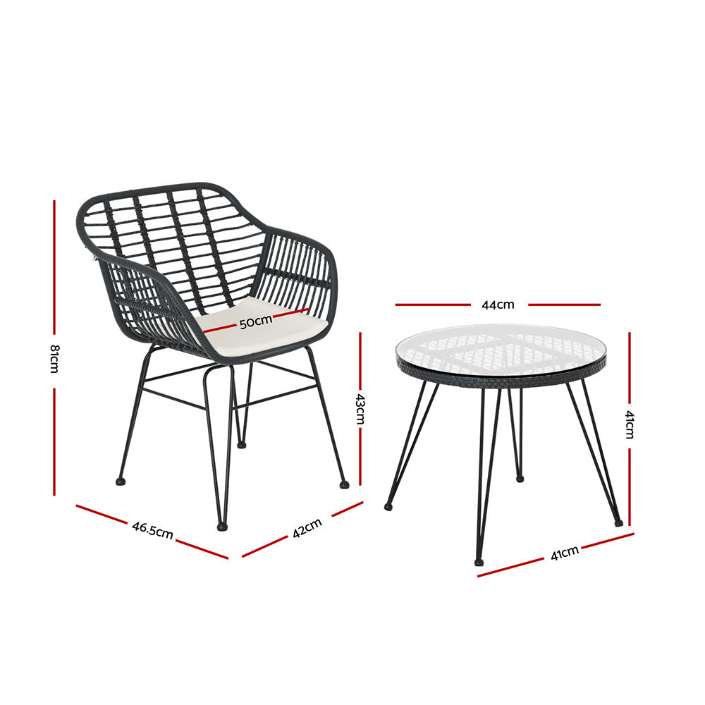 Linden Outdoor Bistro Set – Grey & Beige – 3 Piece