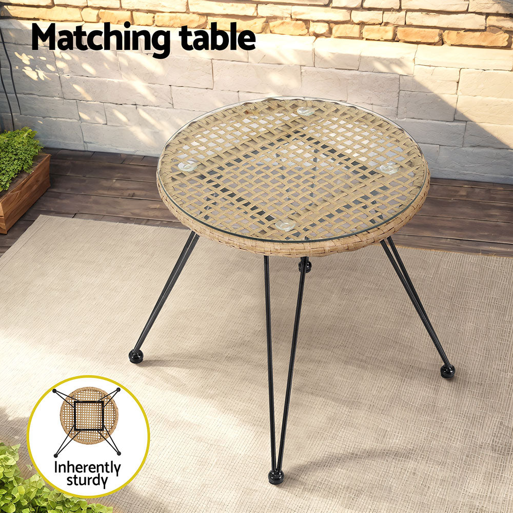Coastal 3-Piece Outdoor Bistro Set – Grey – Natural Finish